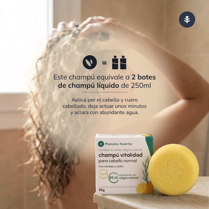 Champú sólido cabello normal Naranja y Cedro Planeta Huerto 85 gr