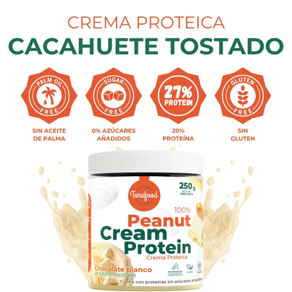 Crema de Cacahuete Tostado con Chocolate Blanco Torafood 250 gr