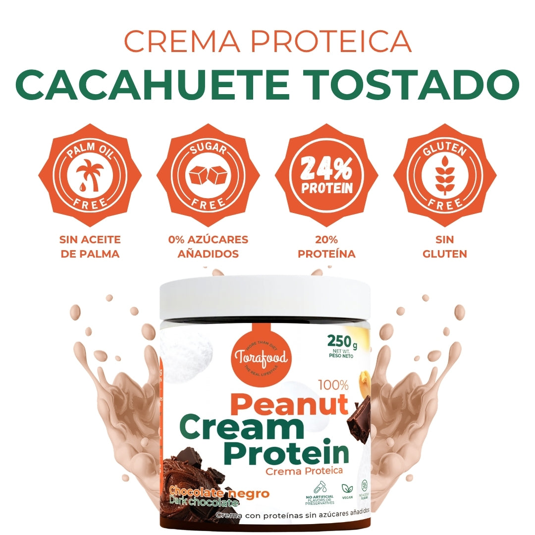 Crema de Cacahuete Tostado con Chocolate Negro Torafood 250 g