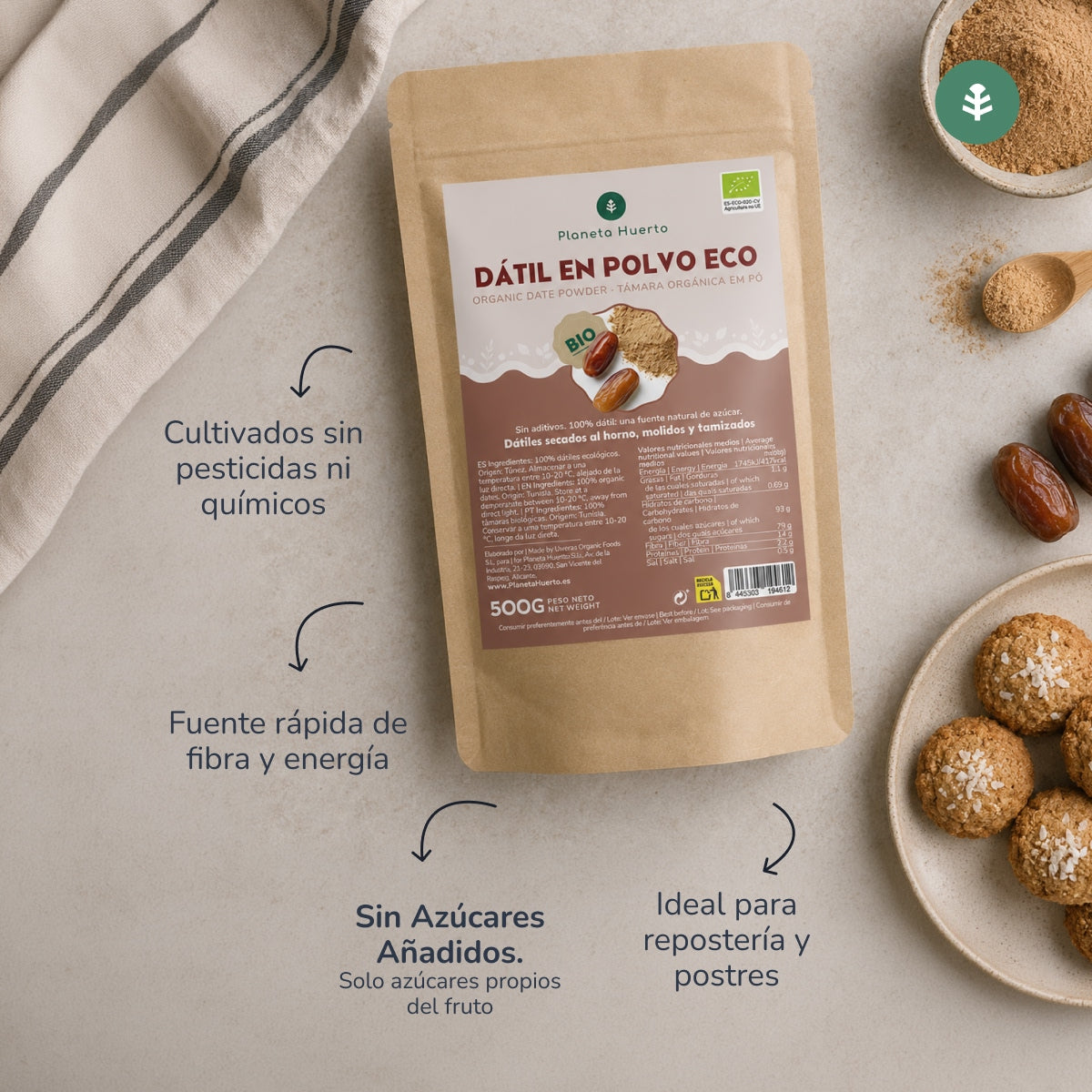 Dátil en polvo Planeta Huerto 500 g