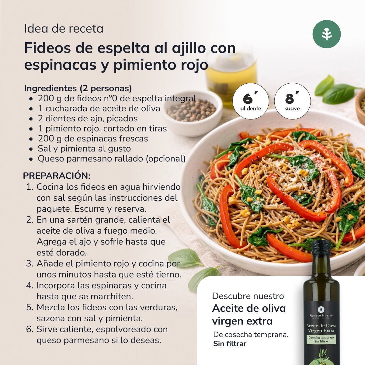 Fideos nº0 de espelta integral ECO Planeta Huerto 5 Kg