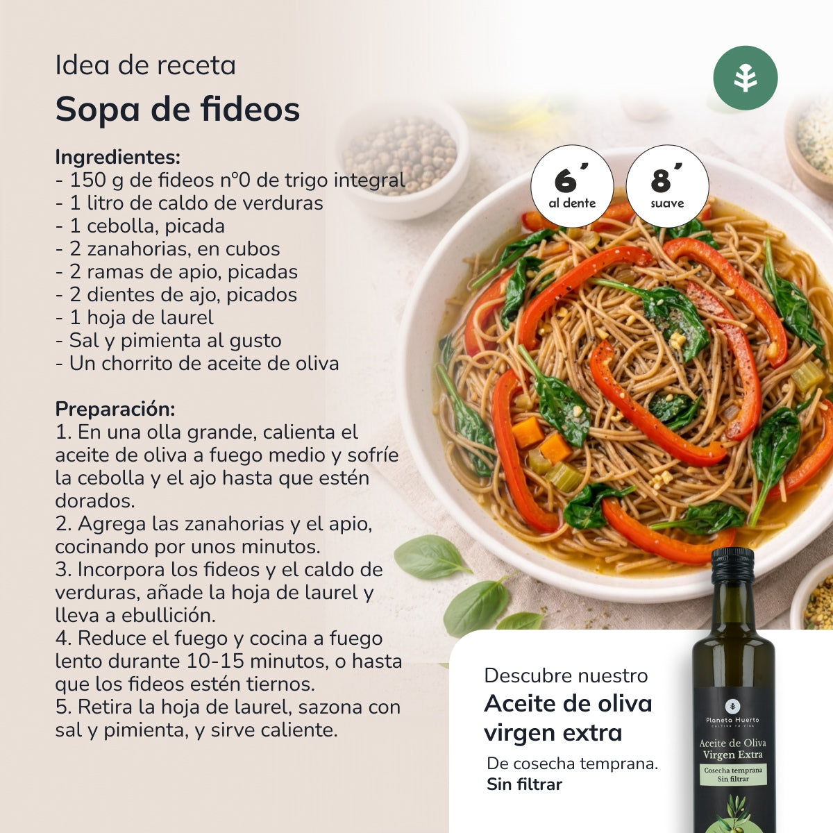 Fideos nº0 de trigo integral ECO Planeta Huerto 500gr