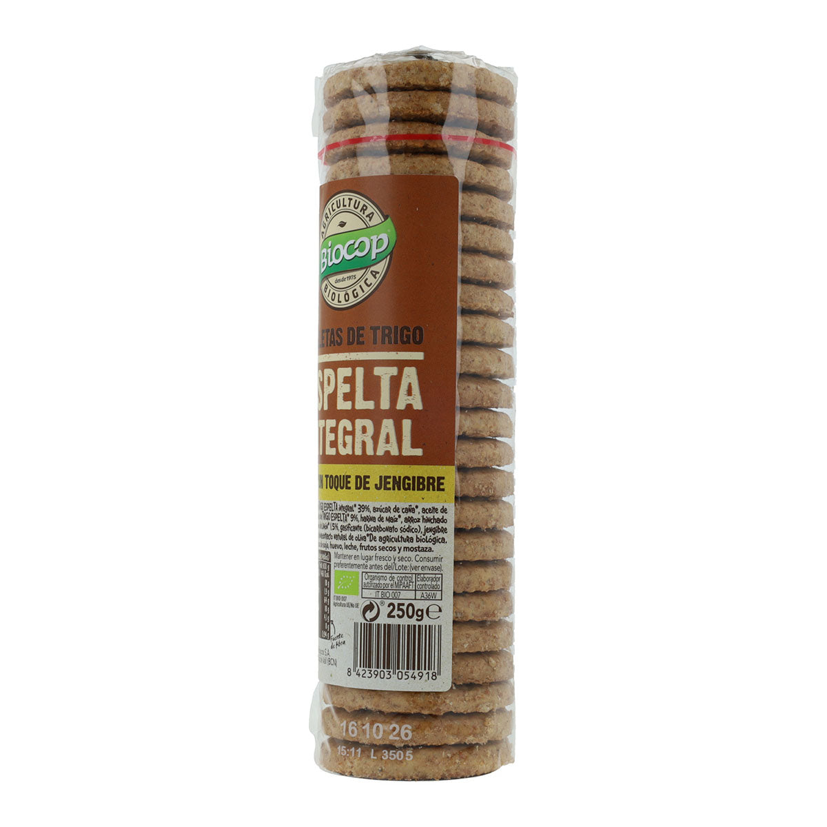 Galleta de Espelta Integral, Jengibre y Limón Biocop 250g