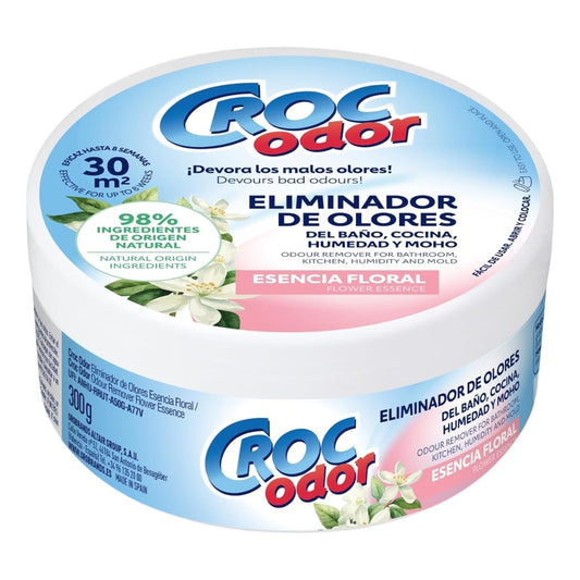 Gel Eliminador de Olores Esencia Floral 300g Baño, Cocina, Tabaco y Moho CROCODOR