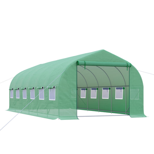 Homcom Invernadero De Túnel 595x300x200 Cm Con 12 Ventanas Y Puerta Enrollable_0