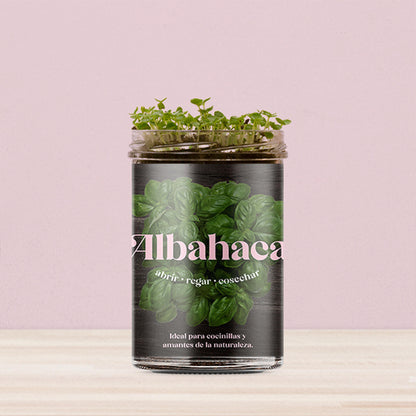 Huerto de Cocina de Albahaca Kit de Cultivo con Semillas, Tarro Reutilizable y Sustrato | Regalo Original - Resetea_2