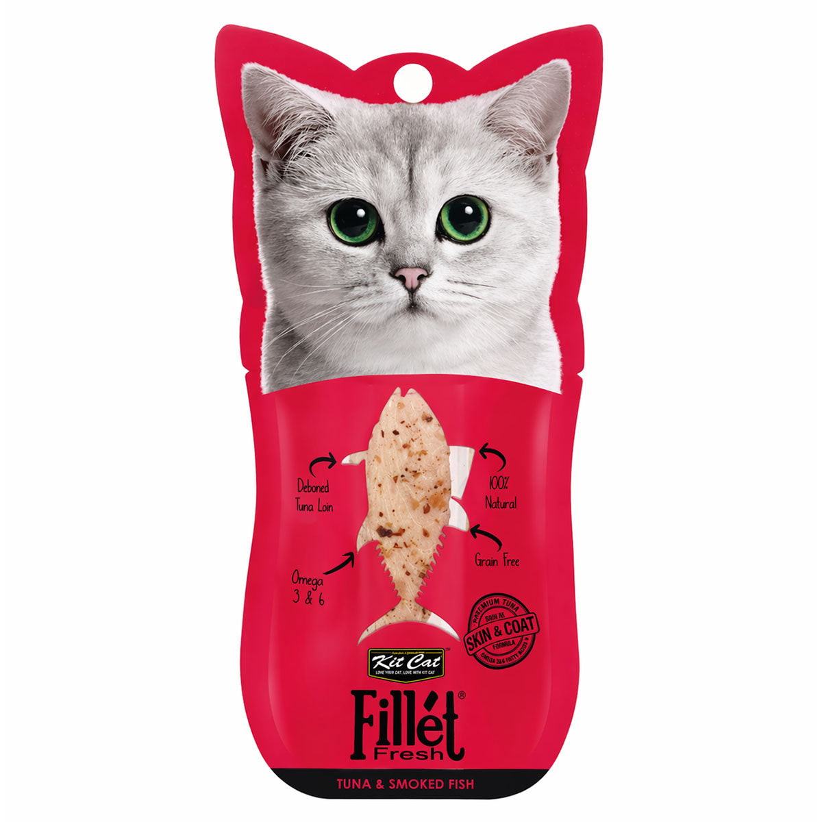 Kit Cat FilletFresh - Atún y Pescado Ahumado 30 g Snack natural para gatos