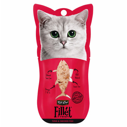 Kit Cat FilletFresh - Atún y Pescado Ahumado 30 g Snack natural para gatos