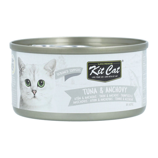 Kit Cat Lata Toppers - Atún & Anchoas 80 g Comida húmeda para gatos