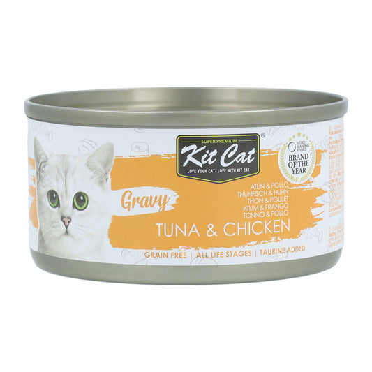 Kit Cat Lata Gravy - Atún & Pollo 70 g Comida húmeda para gatos en salsa