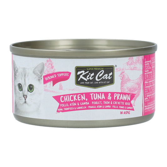 Kit Cat Lata Toppers - Pollo, Atún & Gamba 80 g Comida húmeda para gatos