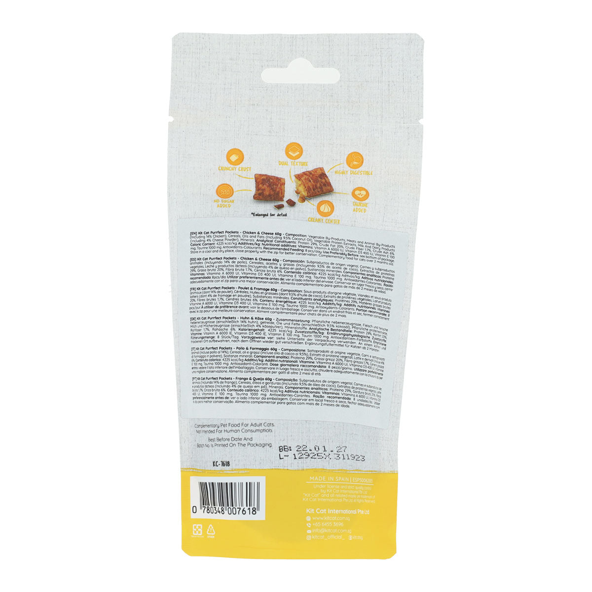 Kit Cat Purrfect Pockets - Chicken & Cheese 60 g Snack para gatos