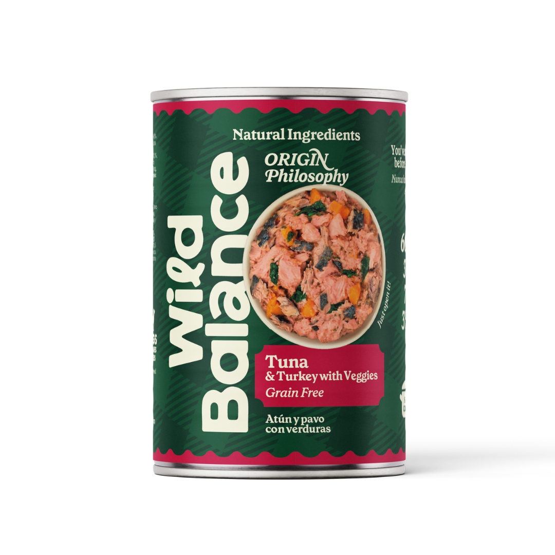 Lata Filosofía BARF de ATÚN Y PAVO Wild Balance 400 g