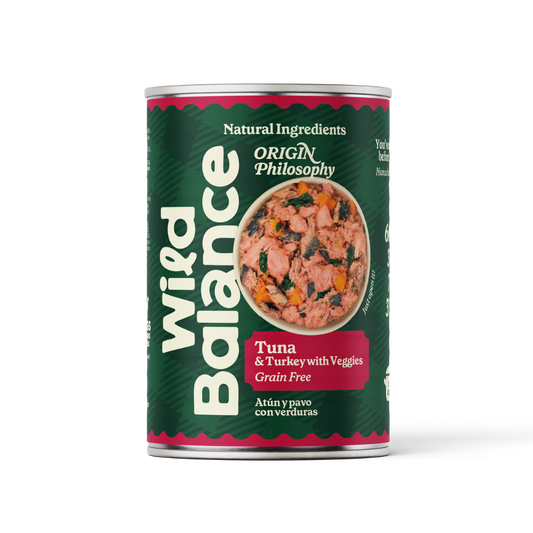 Lata Filosofía BARF de ATÚN Y PAVO Wild Balance 400 g
