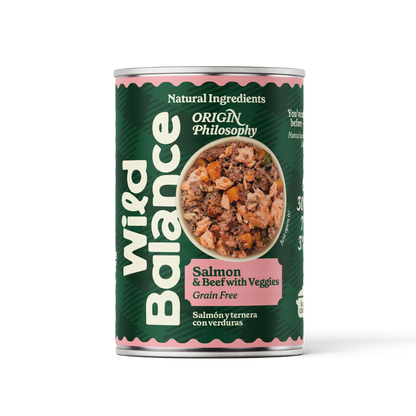 Lata de Salmón y Ternera BARF para perros Wild Balance 400 g