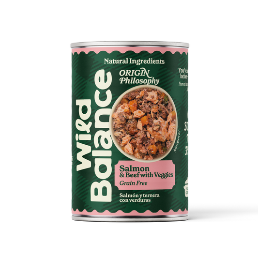 Lata de Salmón y Ternera BARF para perros Wild Balance 400 g