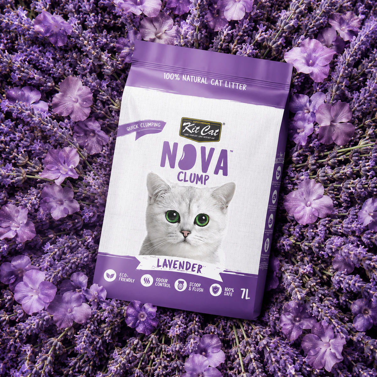 Pack 6 Kit Cat Arena Eco Nova Clump - Lavender 7 L Arena para gatos - Floral Suave y Relajante