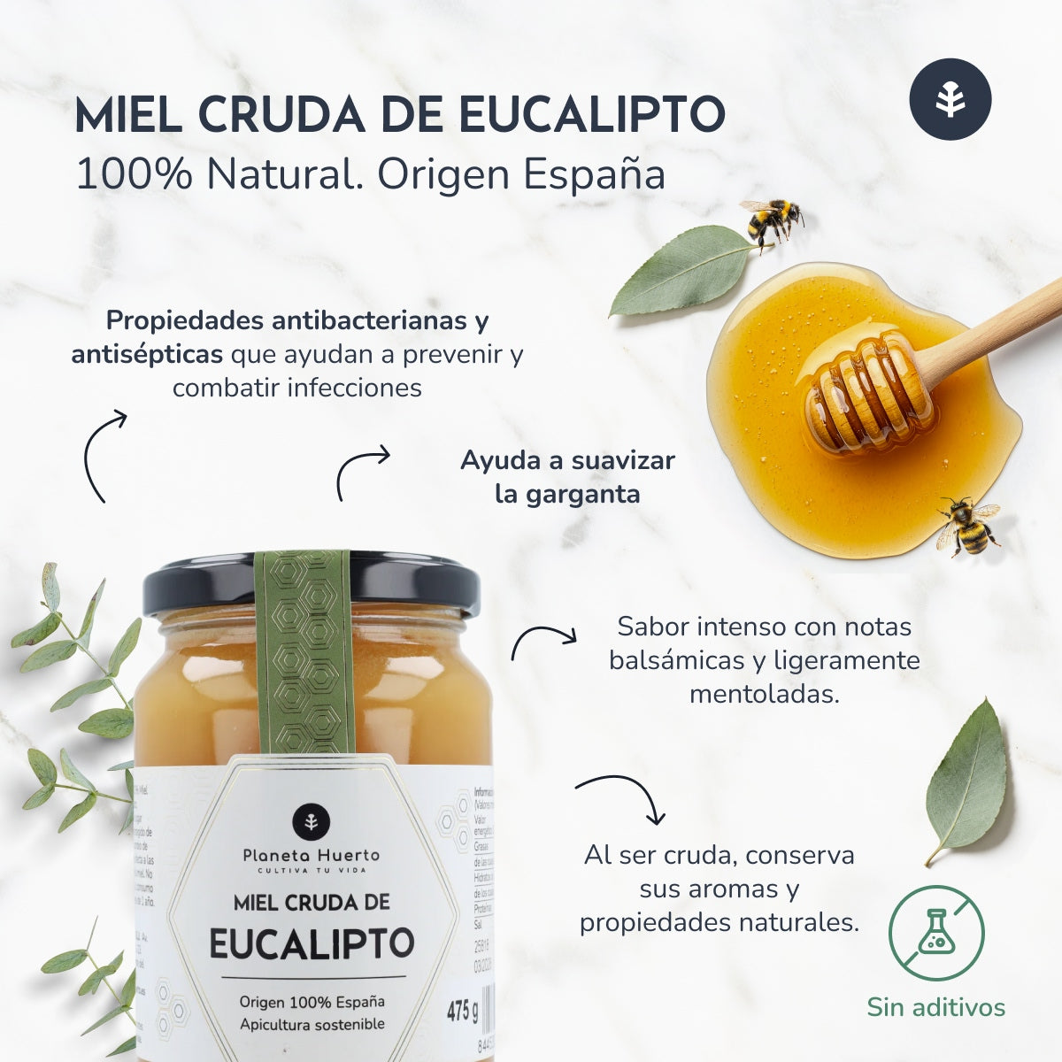 Miel Cruda de Eucalipto Planeta Huerto 950 g