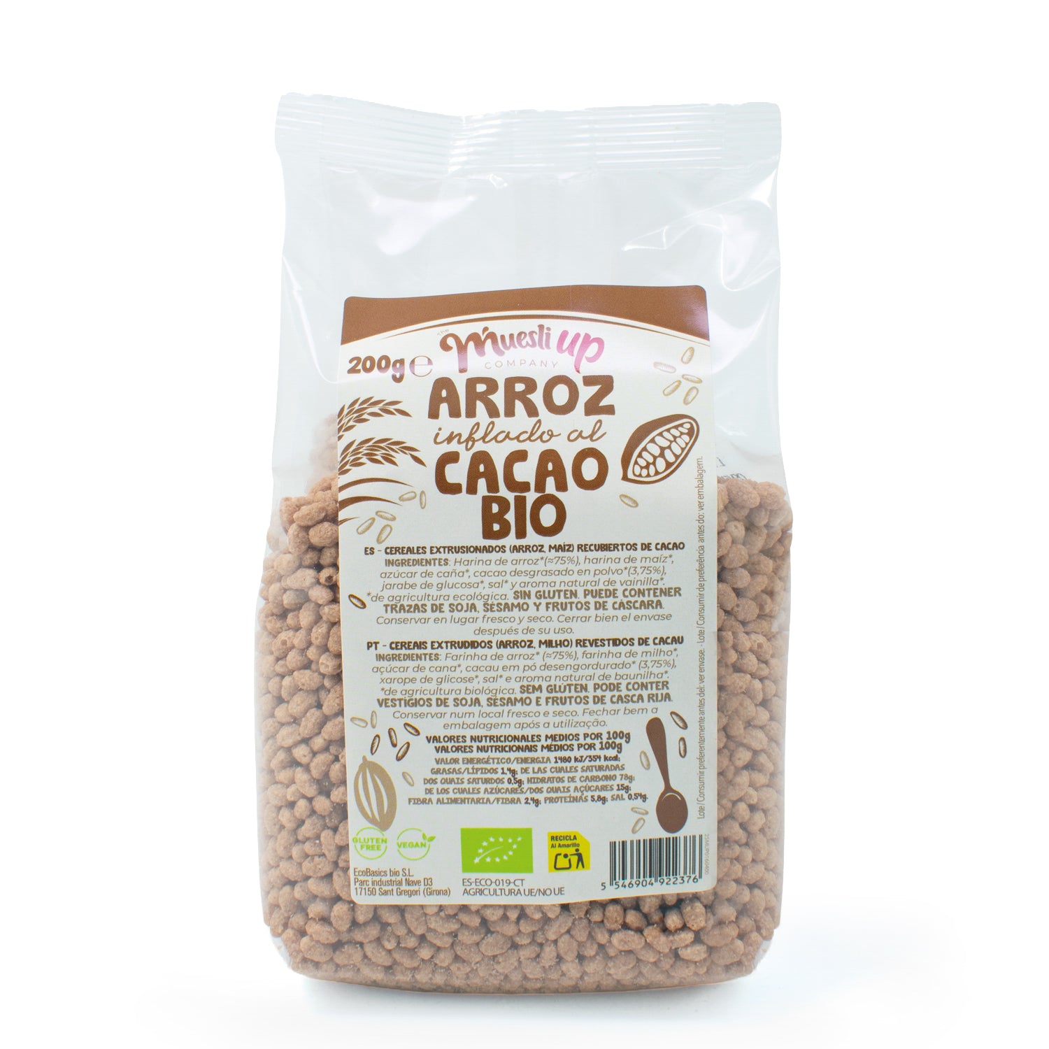 Arroz inflado con cacao sin gluten bio La Finestra Sul Cielo 200g