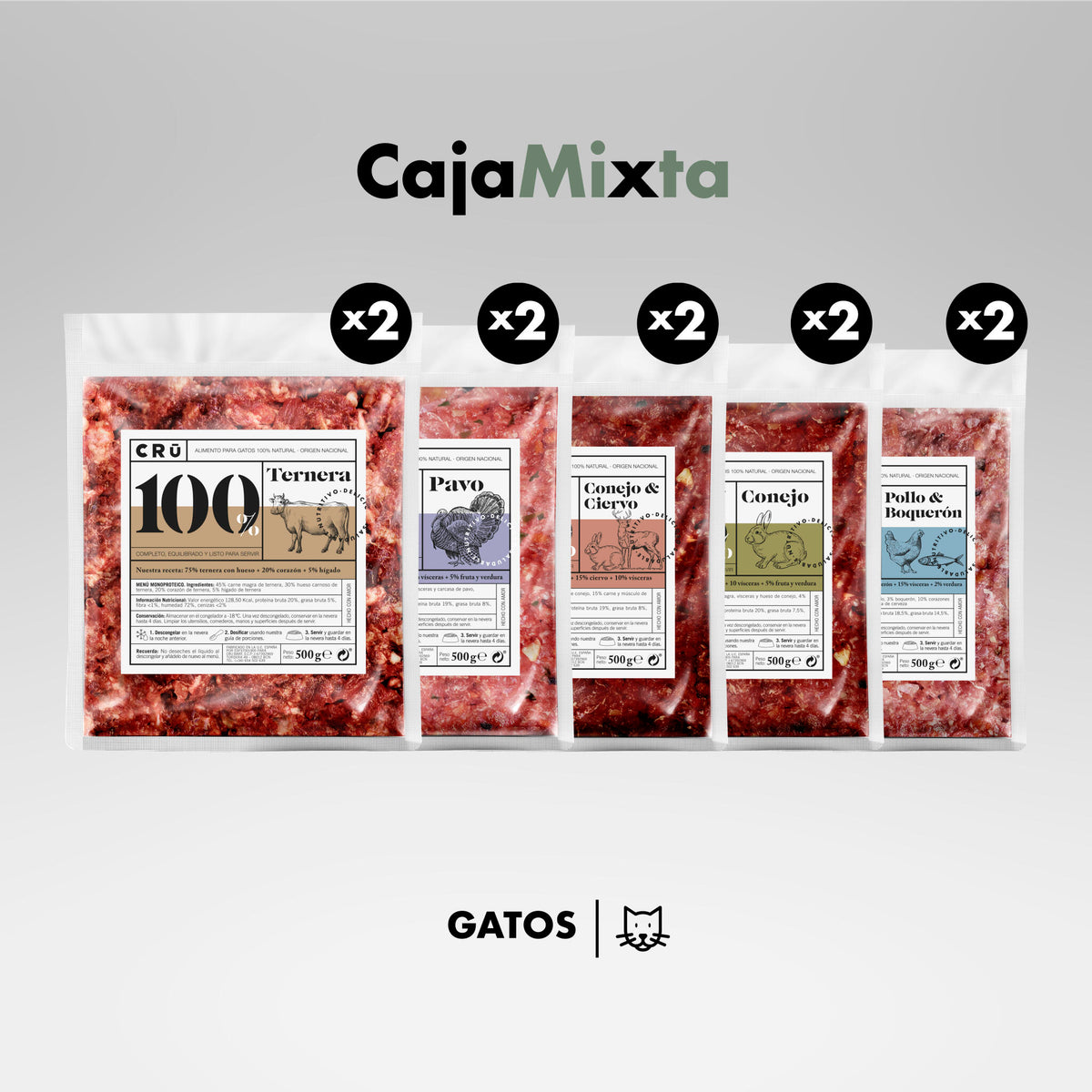Menú Barf Mixto Para Gato - 10 Paquetes_0