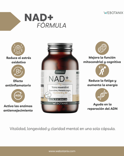 NAD+ 300 mg Trans Resveratrol WEBOTANIX 60 cápsulas