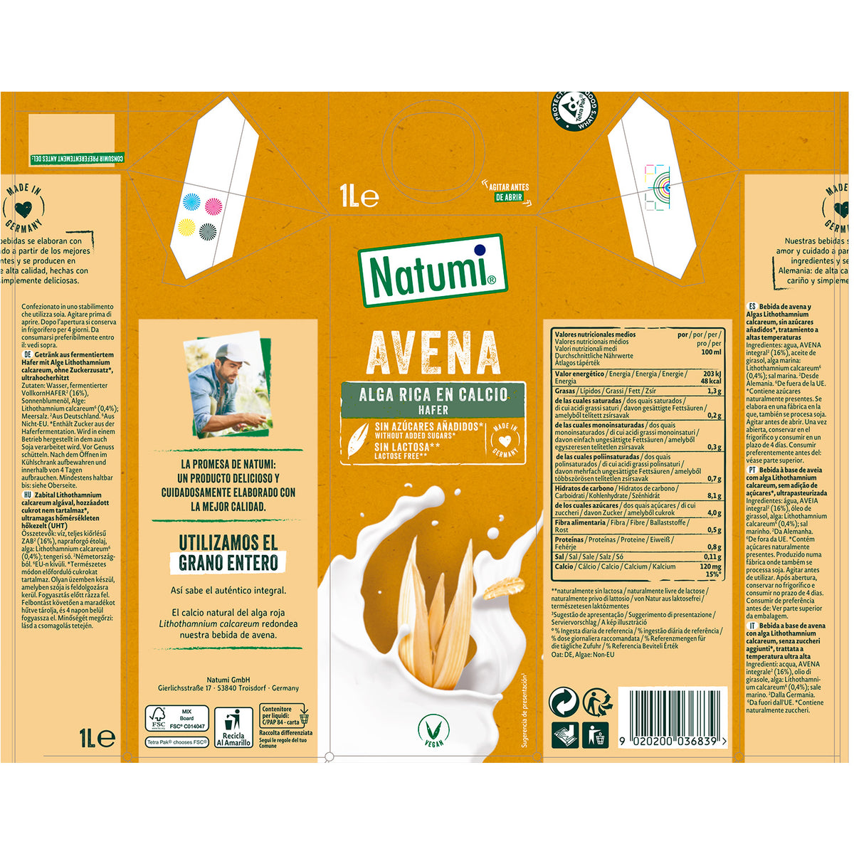 Bebida Avena Rica en Calcio Natumi 1 L
