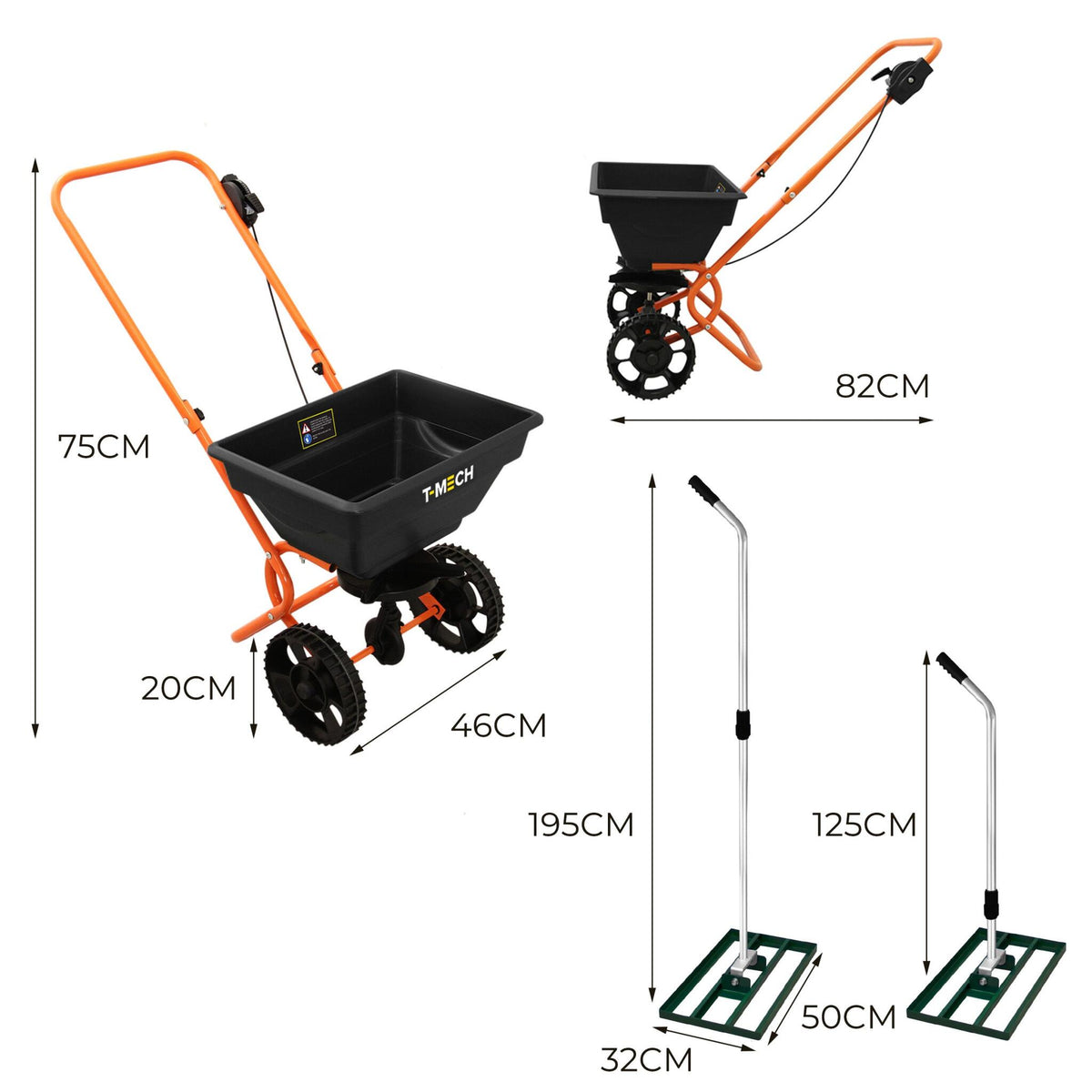 Nivelador De Césped T-mech De 50 Cm (verde) Y Esparcidor Rotativo_4