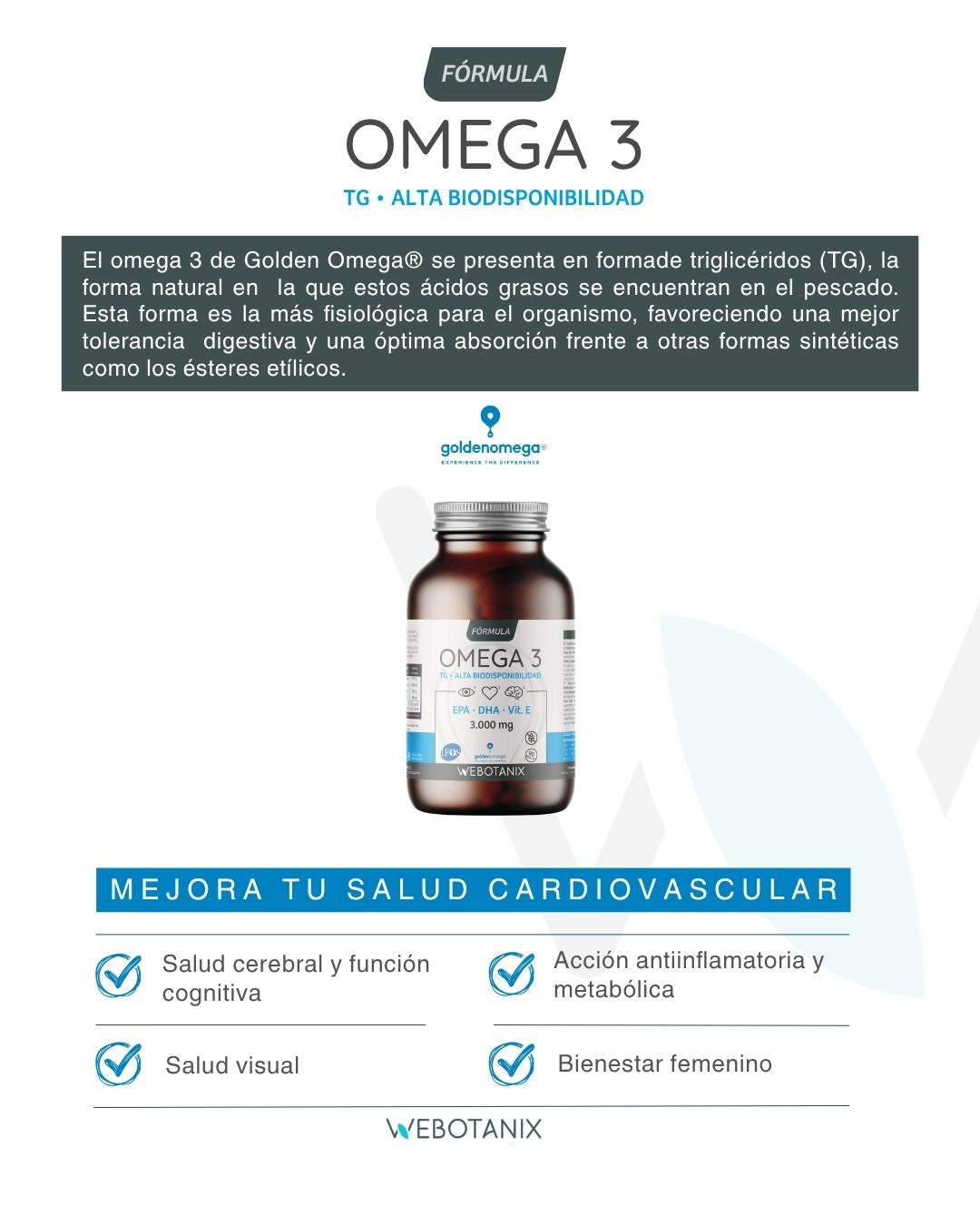 Omega 3 Fórmula Golden Omega WeBotanix 90 perlas