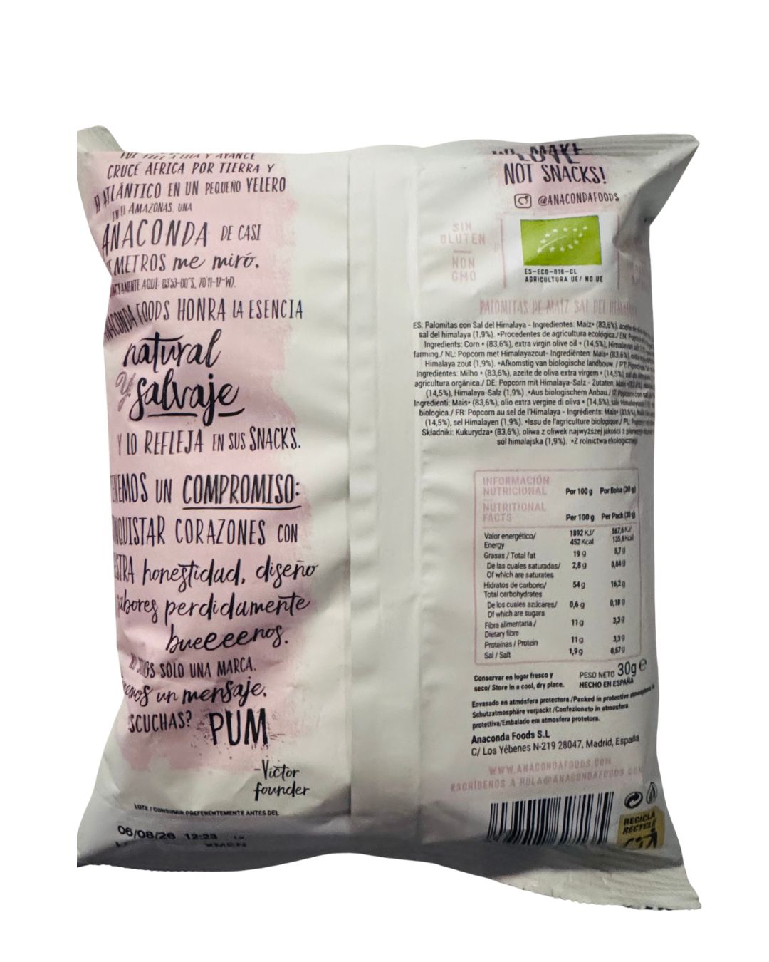 Palomitas Sal del Himalaya BIO Anaconda 30g