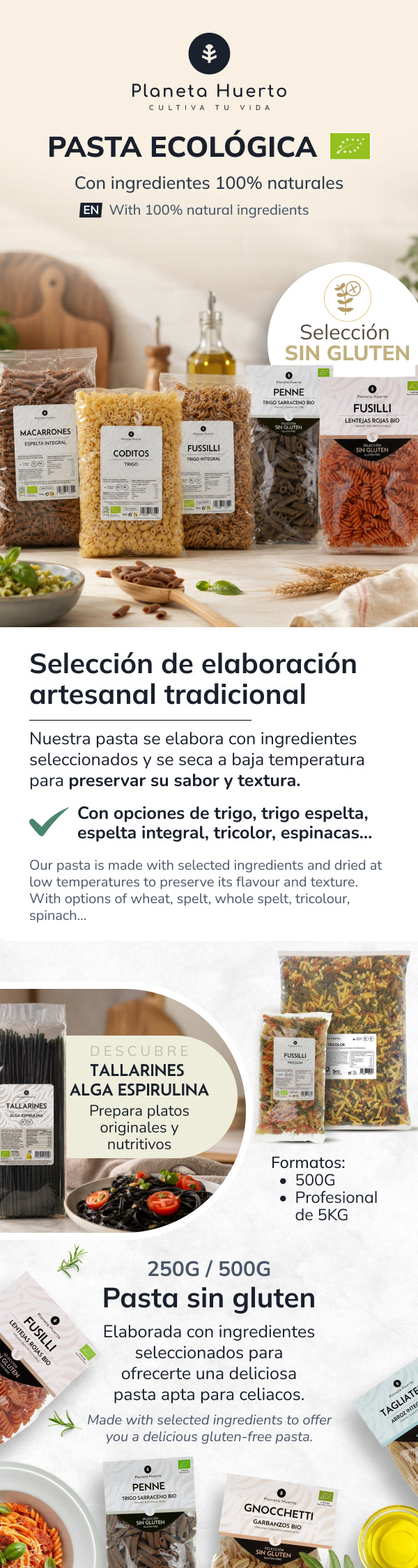Macarrones de trigo integral ECO Planeta Huerto 500 g