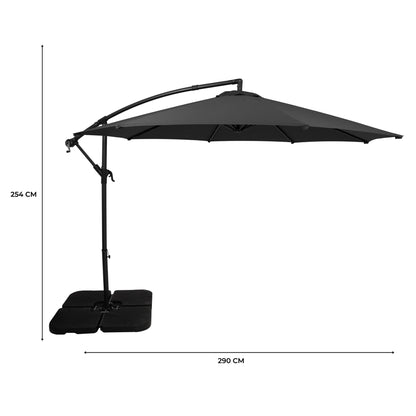 Parasol Excéntrico De 3 M Con Base Cuadrada – Gris_4