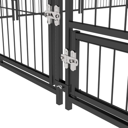 Pawhut Perrera Con Toldo Y 2 Cuencos Para Exterior 211x211x151 Cm Negro Y Café_4