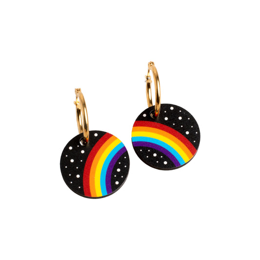 Pendientes Rainbow - Aro de Acero Quirúrgico y Bañado en Oro de 18k - Nature Vibes_0