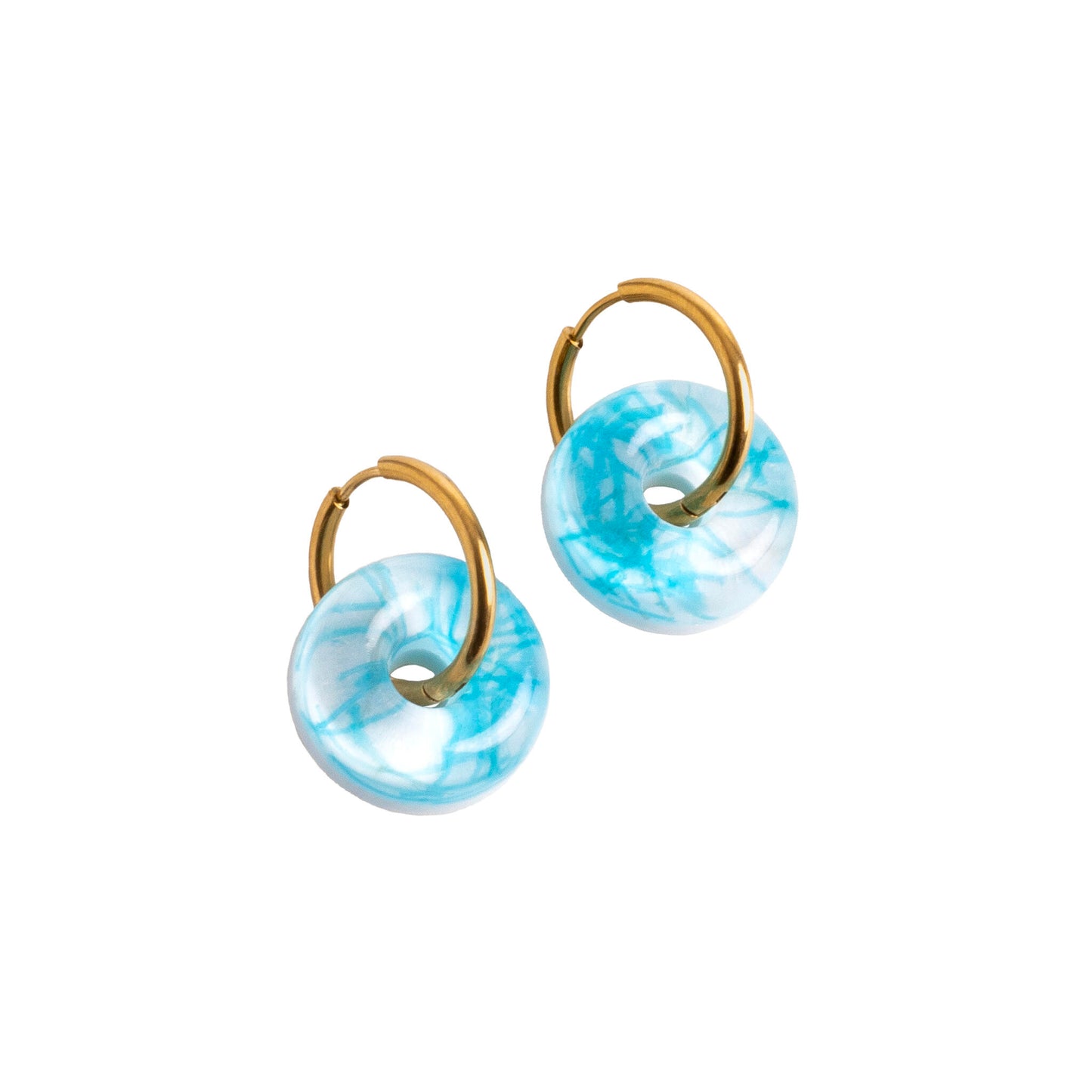 Pendientes de Aro Rodas - Vidrio de Mar Reciclado de Galicia, Joya Artesanal Única - Nature Vibes_0
