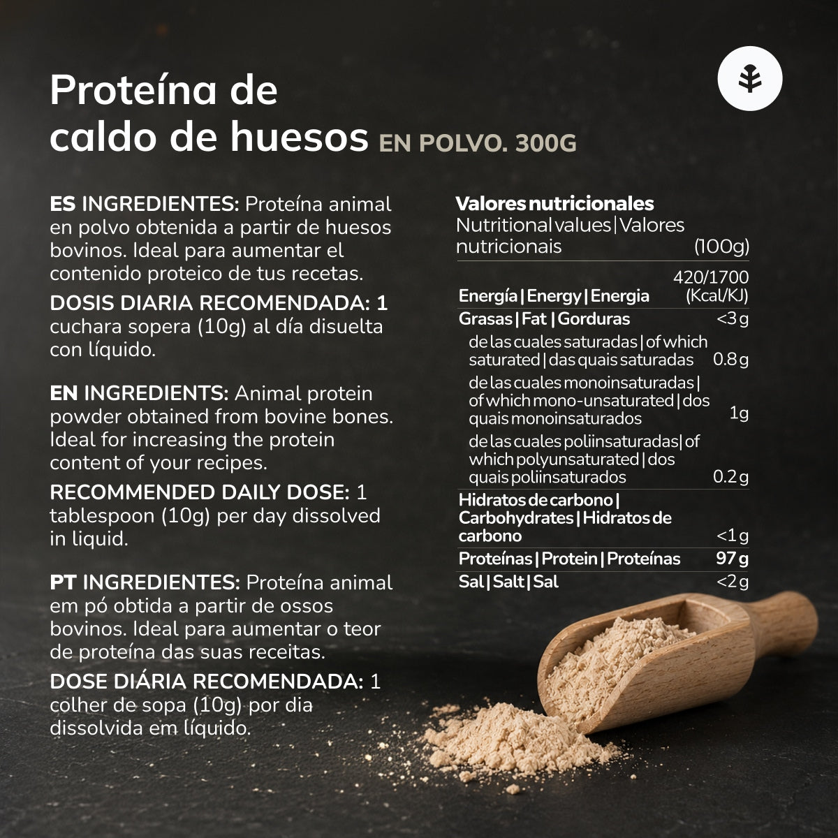 Proteína de caldo de huesos en polvo Planeta Huerto 300 g
