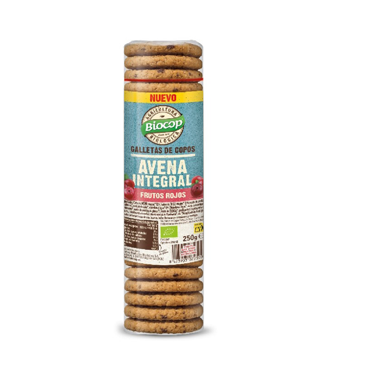 Galletas de Copos de Avena Integrales con Frutos Rojos Biocop 250g