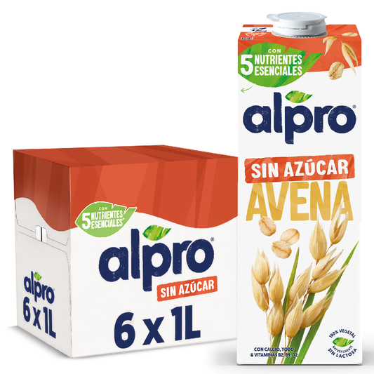 Pack 6 uds Bebida de Avena Sin Azúcar Alpro 1 Litro