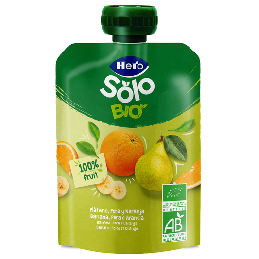 Bolsita Pouch de Plátano, Pera y Naranja ECO Hero Solo baby 100 g