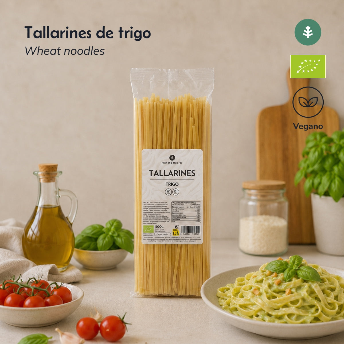 Tallarines de trigo ECO Planeta Huerto 500 g