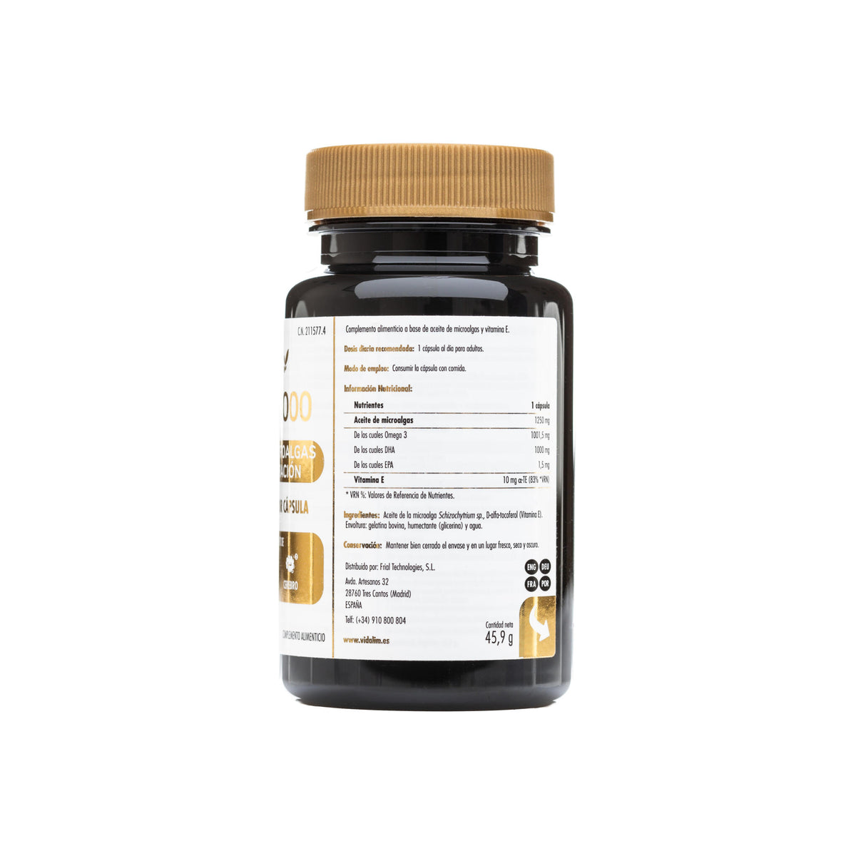 VIDALIM 1000. Omega 3 de microalgas con 1.000 mg de DHA – 30 Cápsulas Vidalim_1