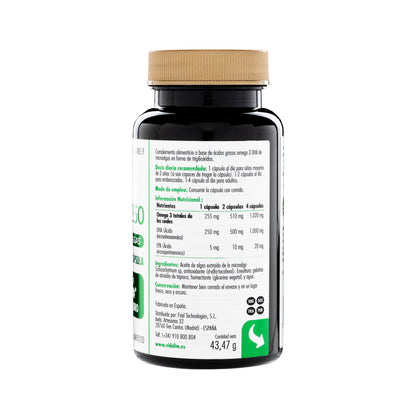 VIDALIM 250 VEGANO. Omega 3 Vegano de microalgas con 250 mg de DHA – 60 Cápsulas Vidalim_1