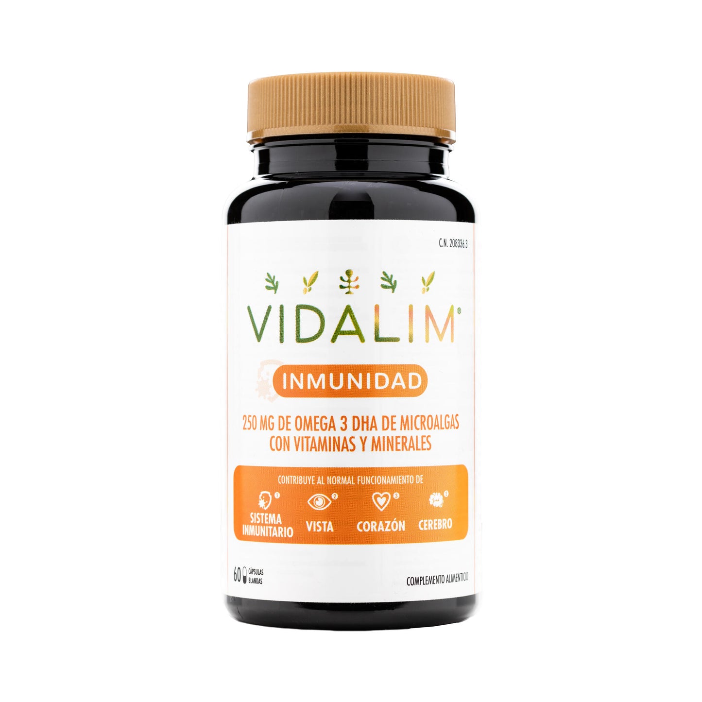 VIDALIM INMUNIDAD. Omega 3 de microalgas con DHA, Vitaminas y Minerales – 60 Cápsulas Vidalim_0