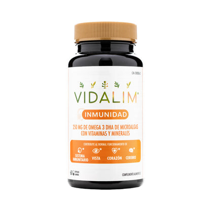 VIDALIM INMUNIDAD. Omega 3 de microalgas con DHA, Vitaminas y Minerales – 60 Cápsulas Vidalim_0