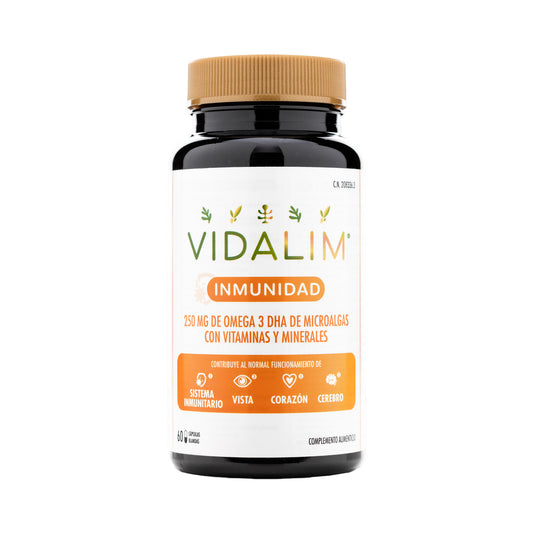VIDALIM INMUNIDAD. Omega 3 de microalgas con DHA, Vitaminas y Minerales – 60 Cápsulas Vidalim_0
