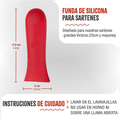 Victoria Funda Silicona Mango Protector Para Sartenes De Hierro Fundido Ø 25 - 30 Cm Resistente Al Calor, 35617, Rojo_5