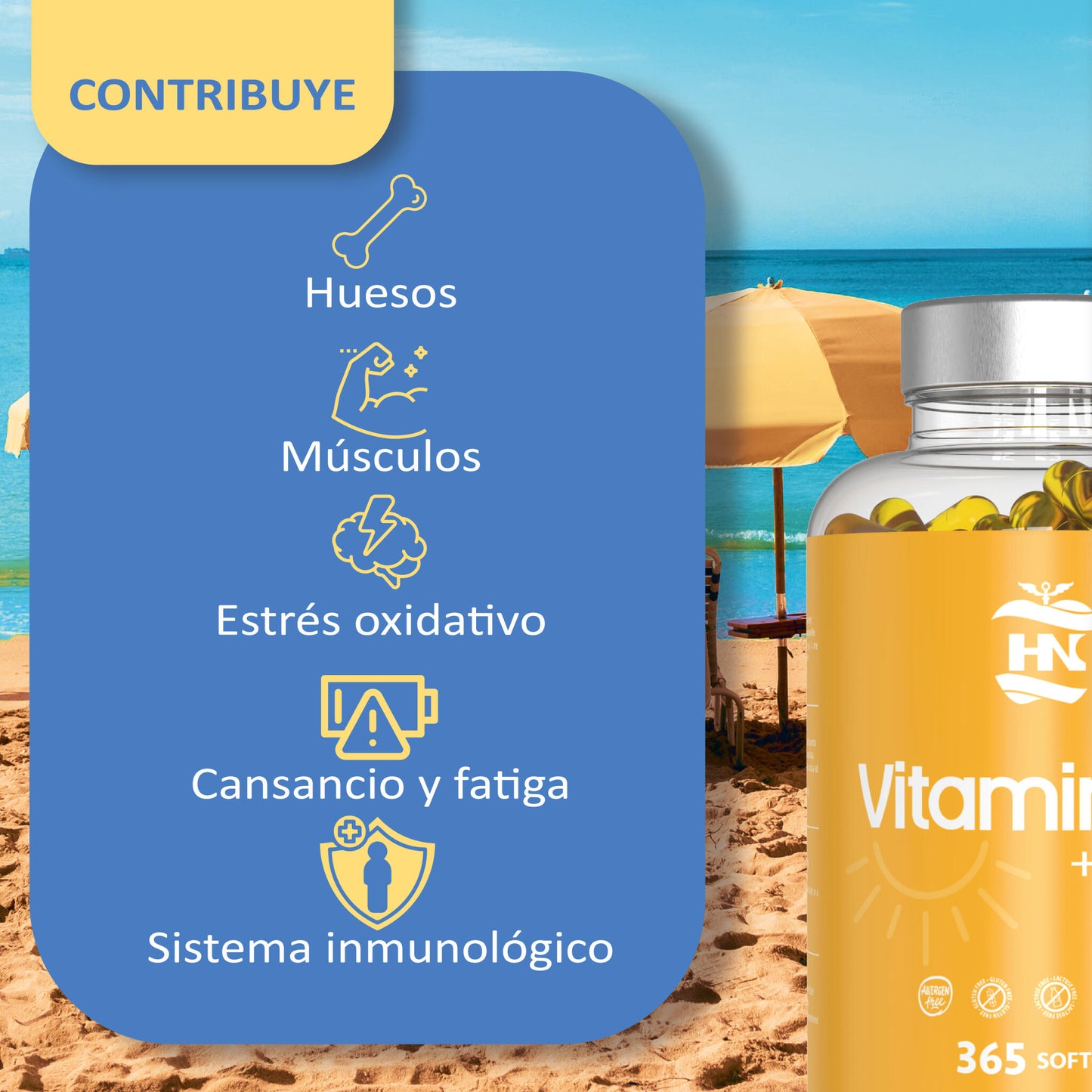 Vitamina D (5000 Ui) - 365 Cápsulas De Vitamina D3 K2 – Altamente Concentrada. Favorece La Función Inmunológica Y Ósea_1