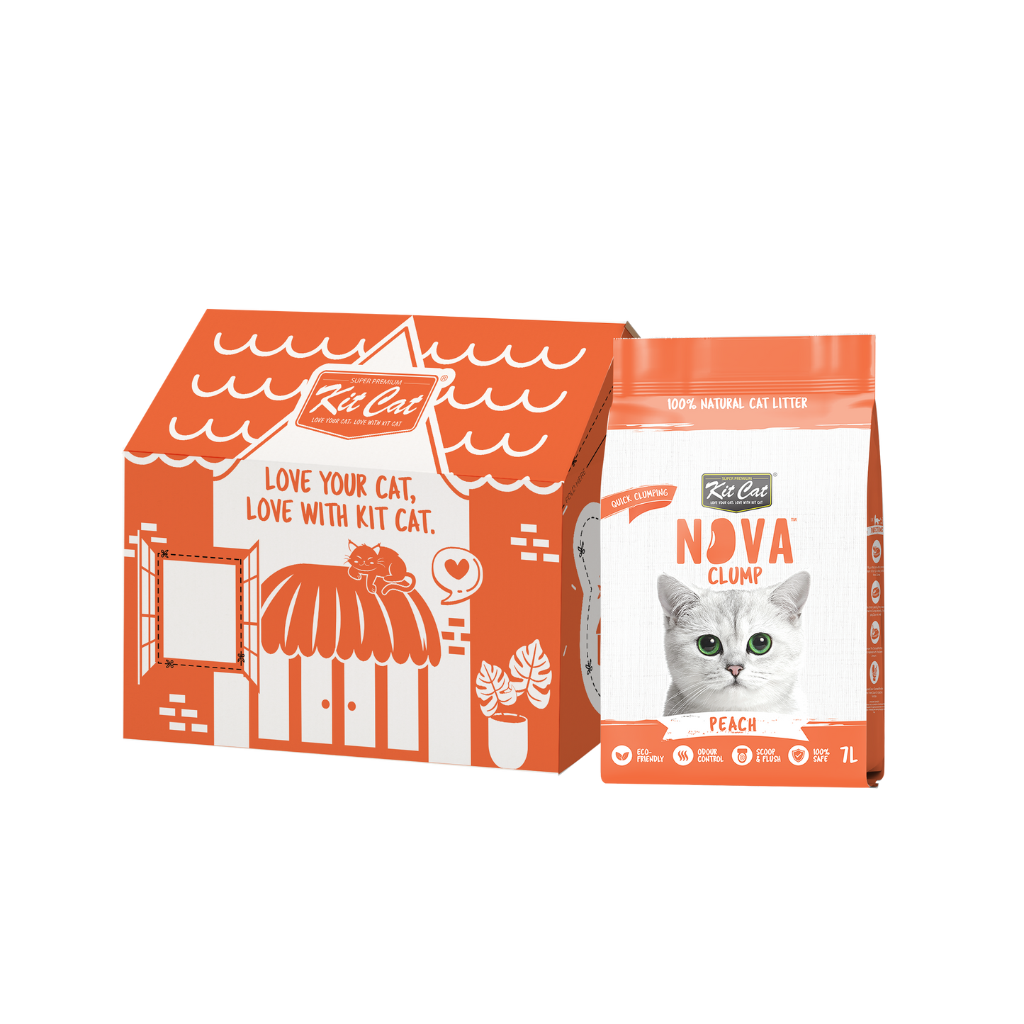 Kit Cat Arena Eco Nova - Peach 7 L Arena para gatos
