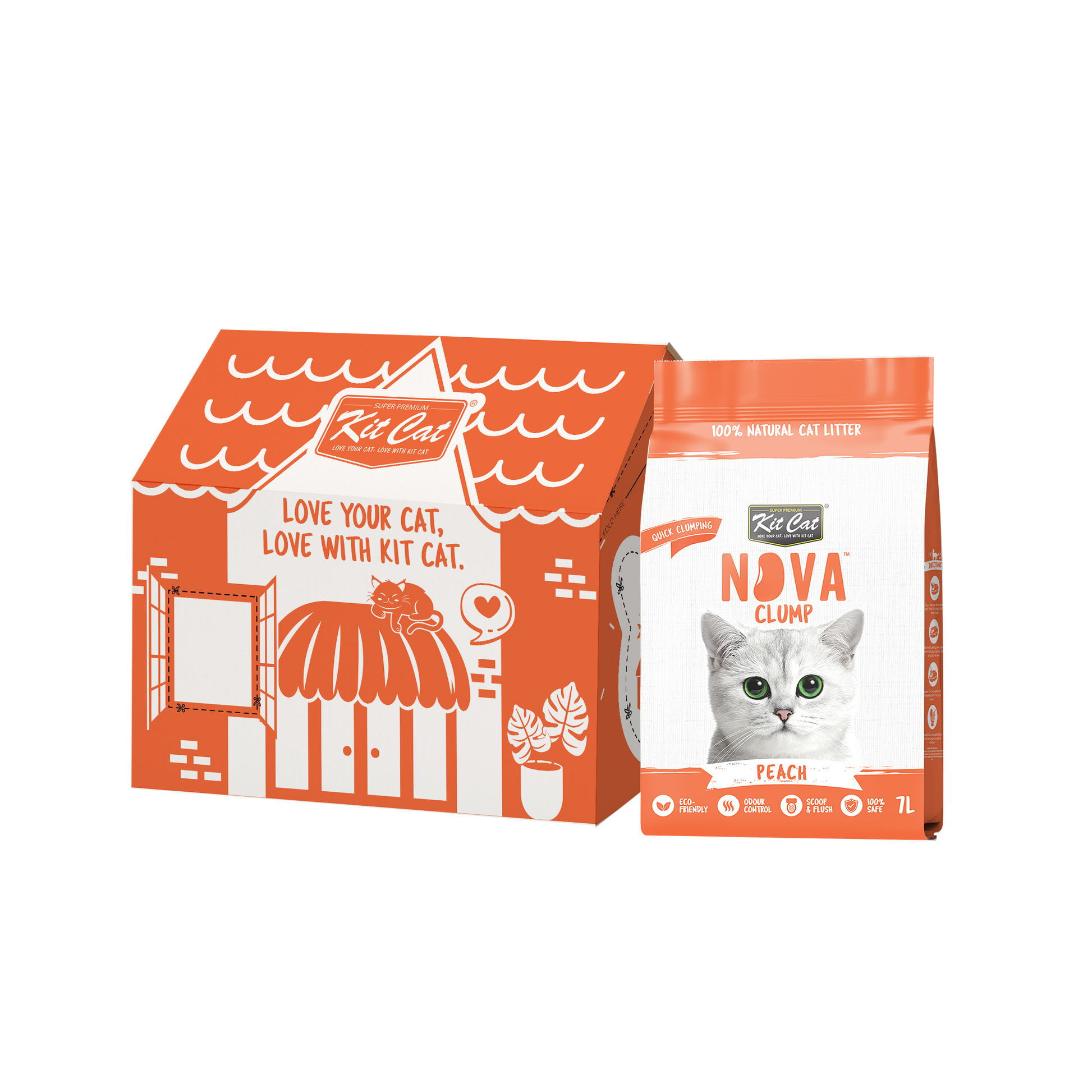 Kit Cat Arena Eco Nova - Peach 7 L Arena para gatos