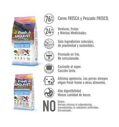 Fresh Senior Light Turkey &amp; White  Arquivet 2,5 Kg Alimento semihúmedo para perros