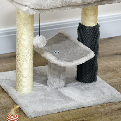 Pawhut Rascador Para Gatos Altura 48 Cm Con Plataforma En U Y Cepillo Gris_3